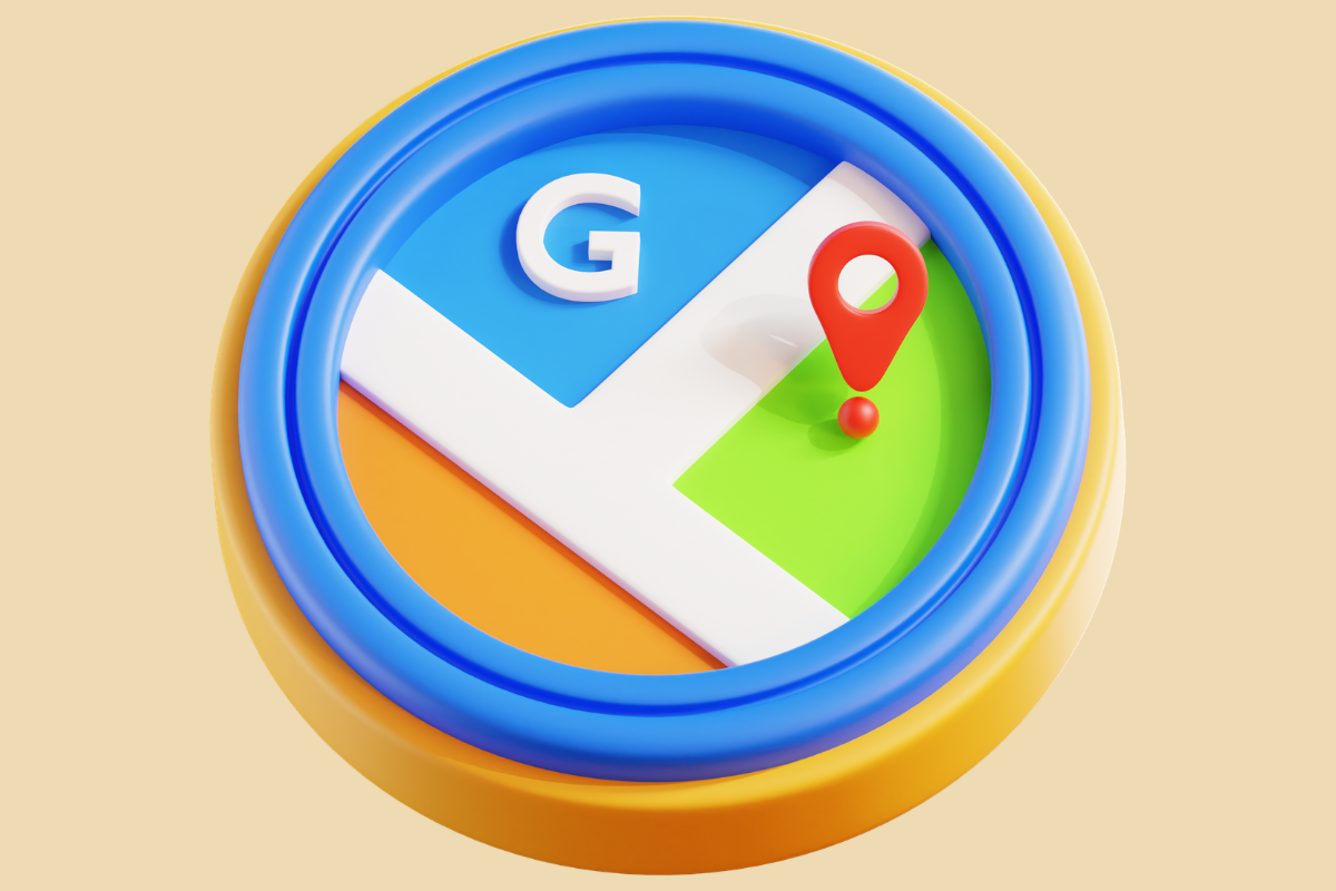 Doktorlar İçin Google Haritalar Optimizasyonu - Digital Marka Ajansı Illustration of the Google Maps logo with a red location pin on a colorful map background inside a circular frame.